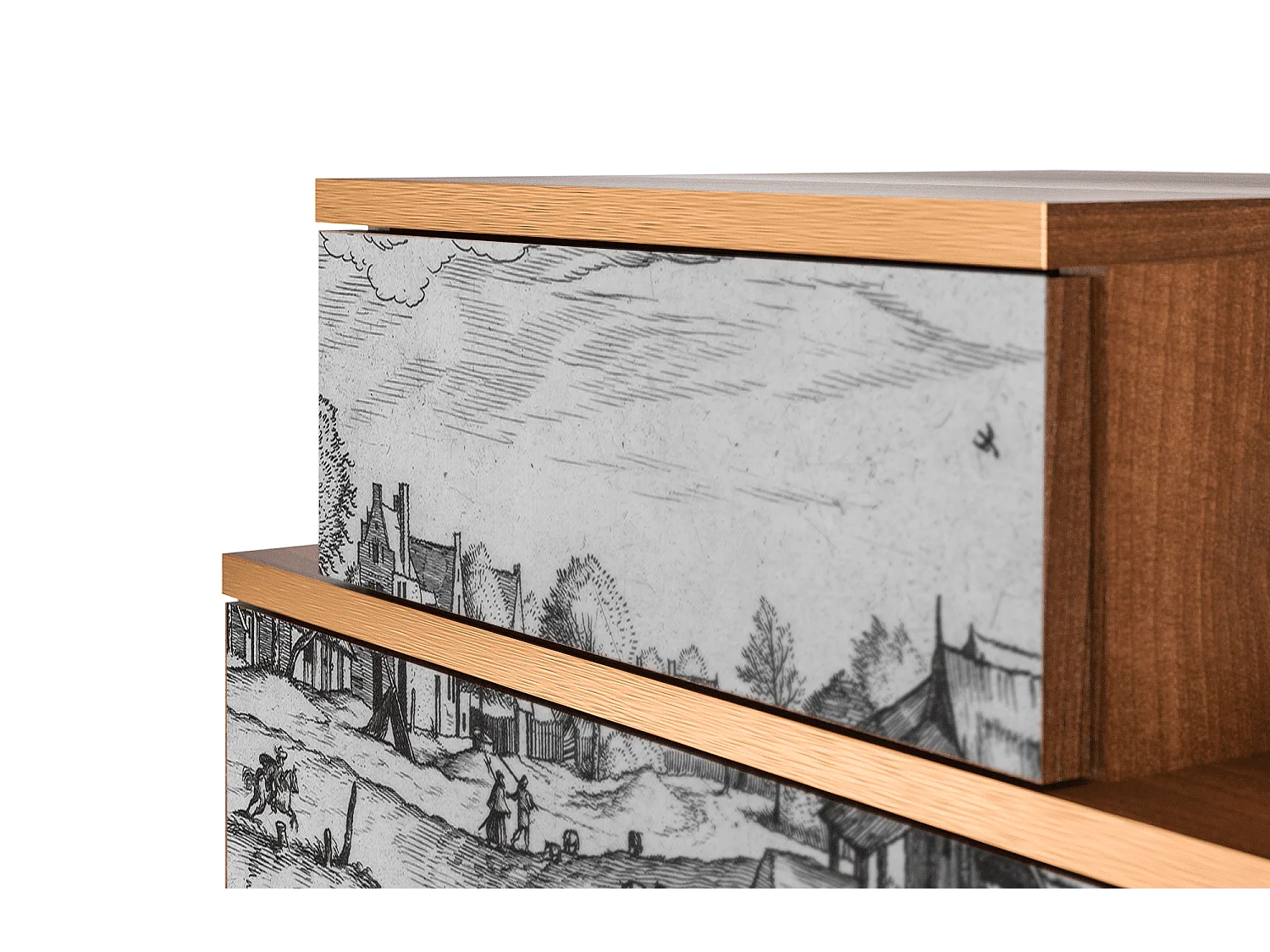 Table de nuit - 58х58х41 cm - NS1 - Country Village, Noyer