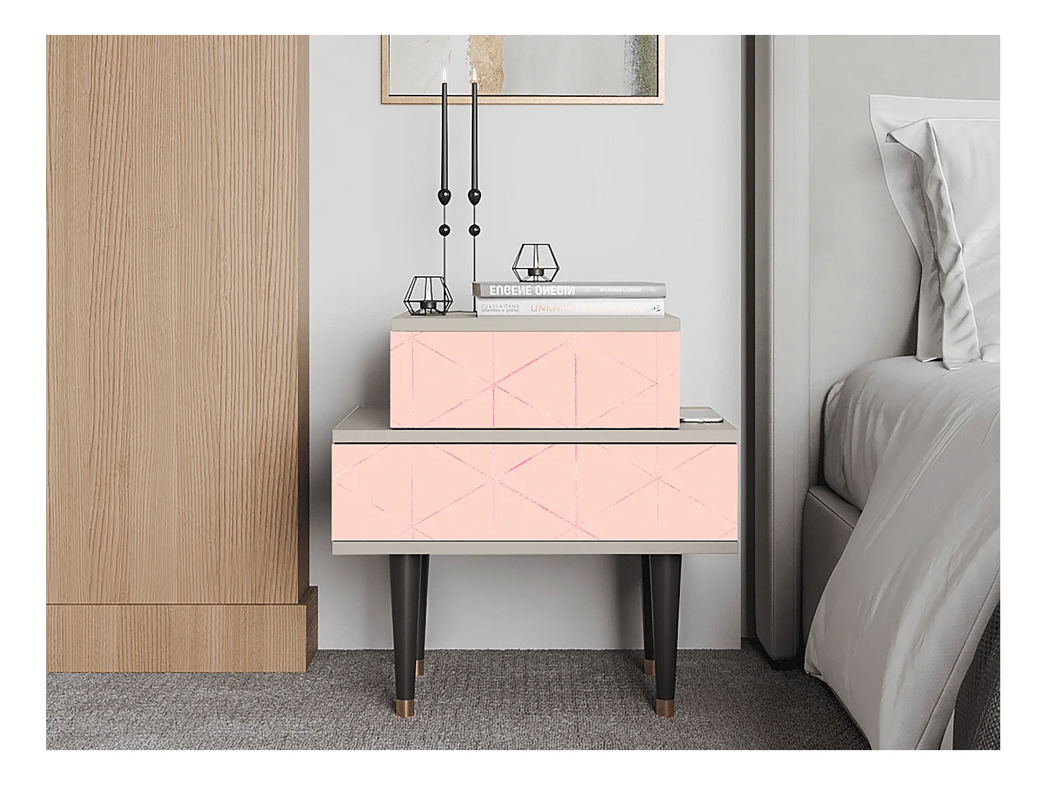 Nachttisch - 58х58х41 cm - NS1 - Rose Quartz, Sand