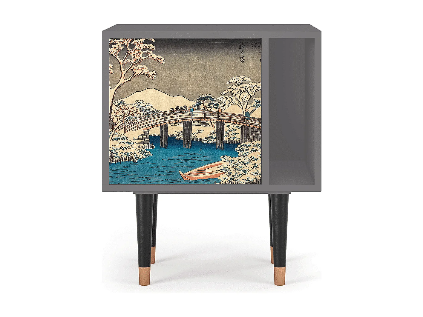 Stolik nocny - 57х69х48 cm - S2 - Katabira River, Szary