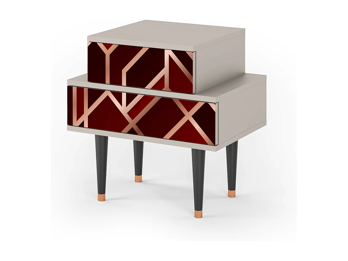 Stolik nocny - 58х58х41 cm - NS1 - Velvet 1920's, Piaskowy