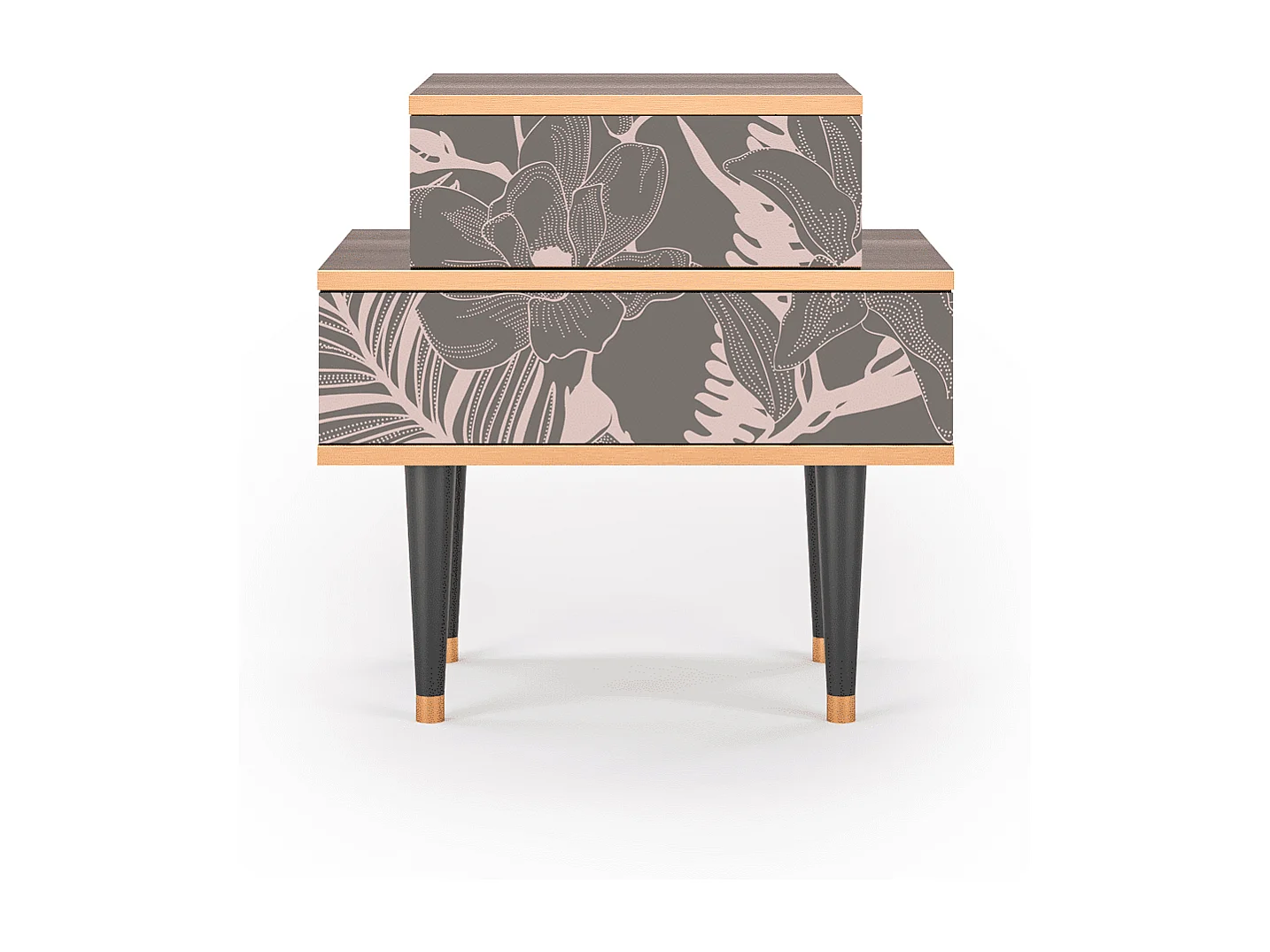 Table de nuit - 58х58х41 cm - NS1 - Issabelline Flower, Noyer