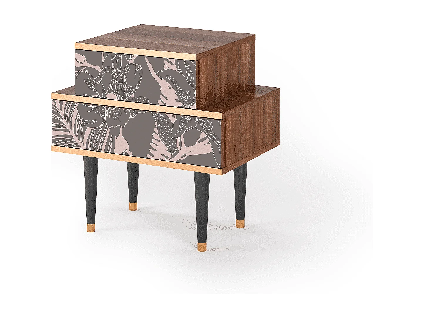 Table de nuit - 58х58х41 cm - NS1 - Issabelline Flower, Noyer