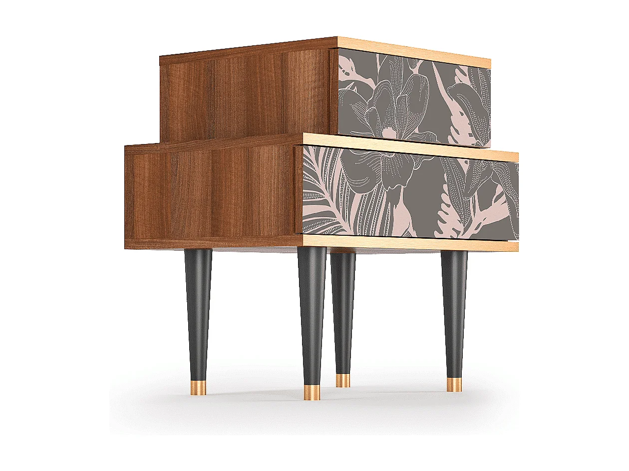 Table de nuit - 58х58х41 cm - NS1 - Issabelline Flower, Noyer