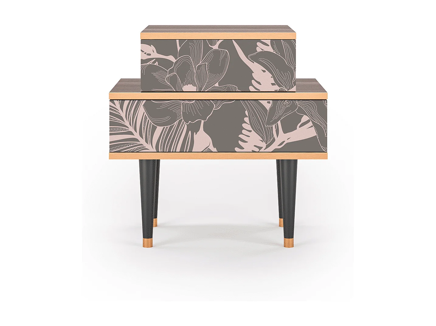 Stolik nocny - 58х58х41 cm - NS1 - Issabelline Flower, Orzech