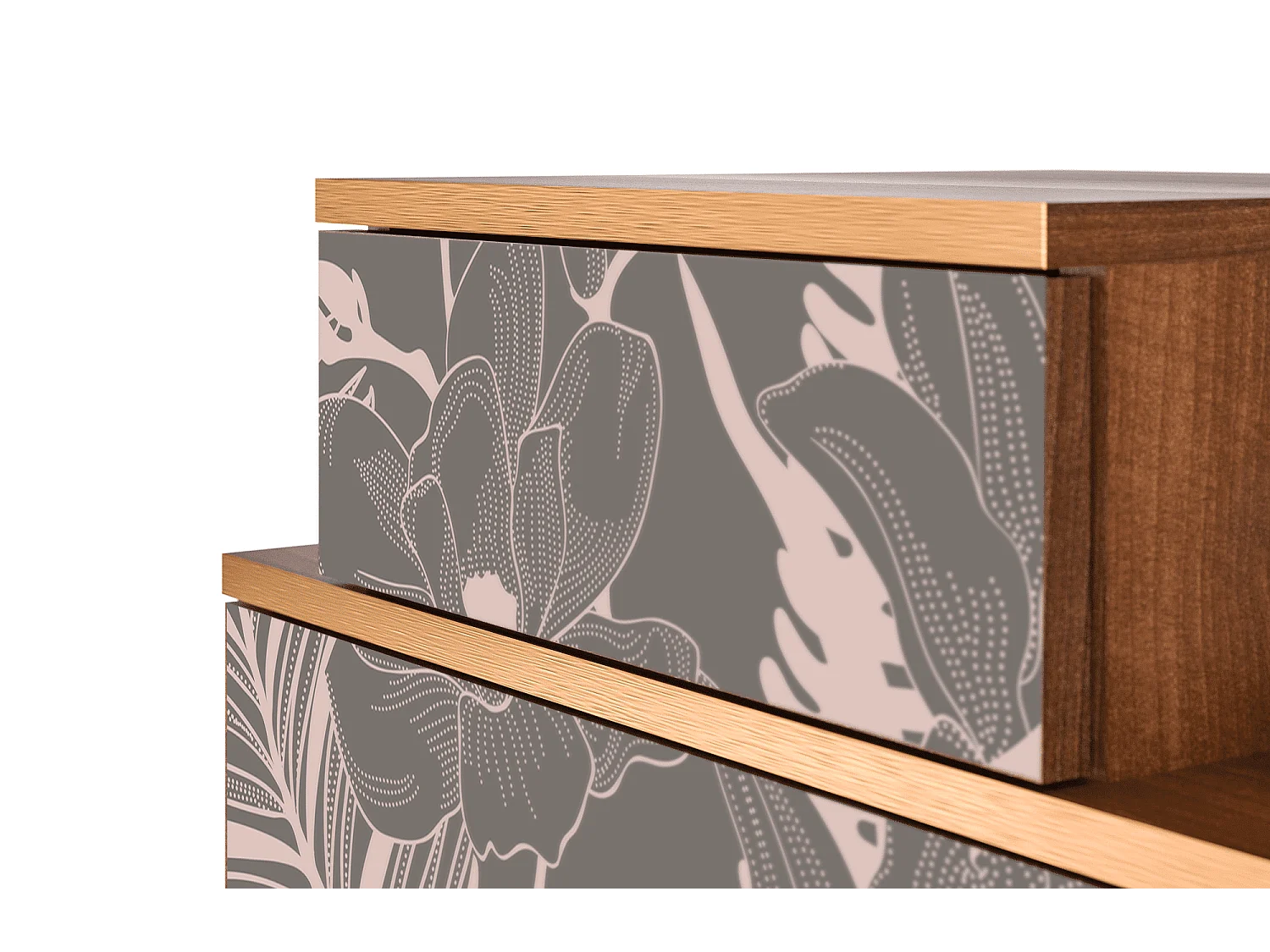 Stolik nocny - 58х58х41 cm - NS1 - Issabelline Flower, Orzech