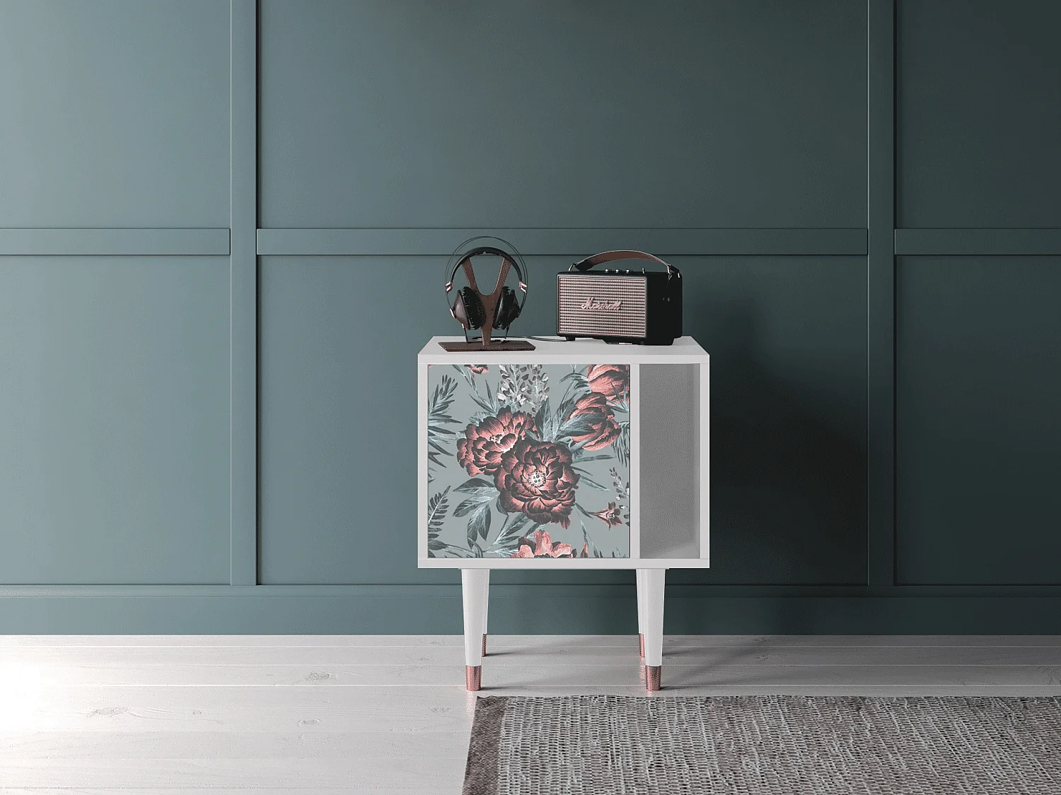 Table de nuit - 57х69х48 cm - S2 - Light Peonies, Blanc