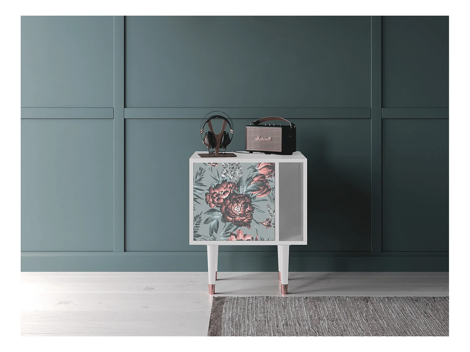 Nachttisch - 57х69х48 cm - S2 - Light Peonies, Weiß