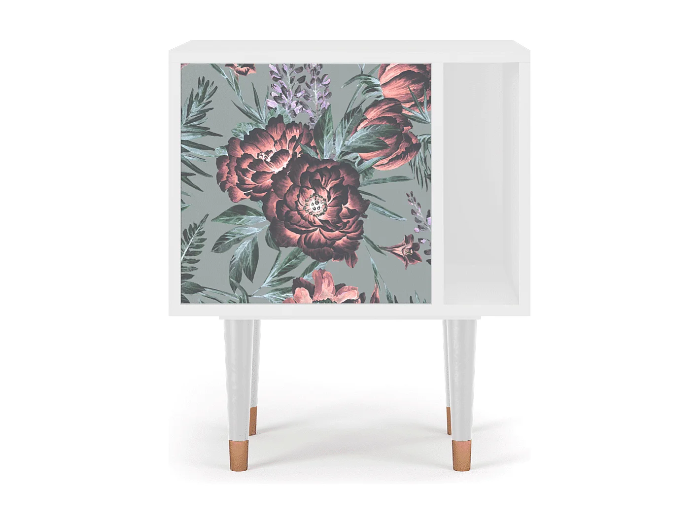 Table de nuit - 57х69х48 cm - S2 - Light Peonies, Blanc