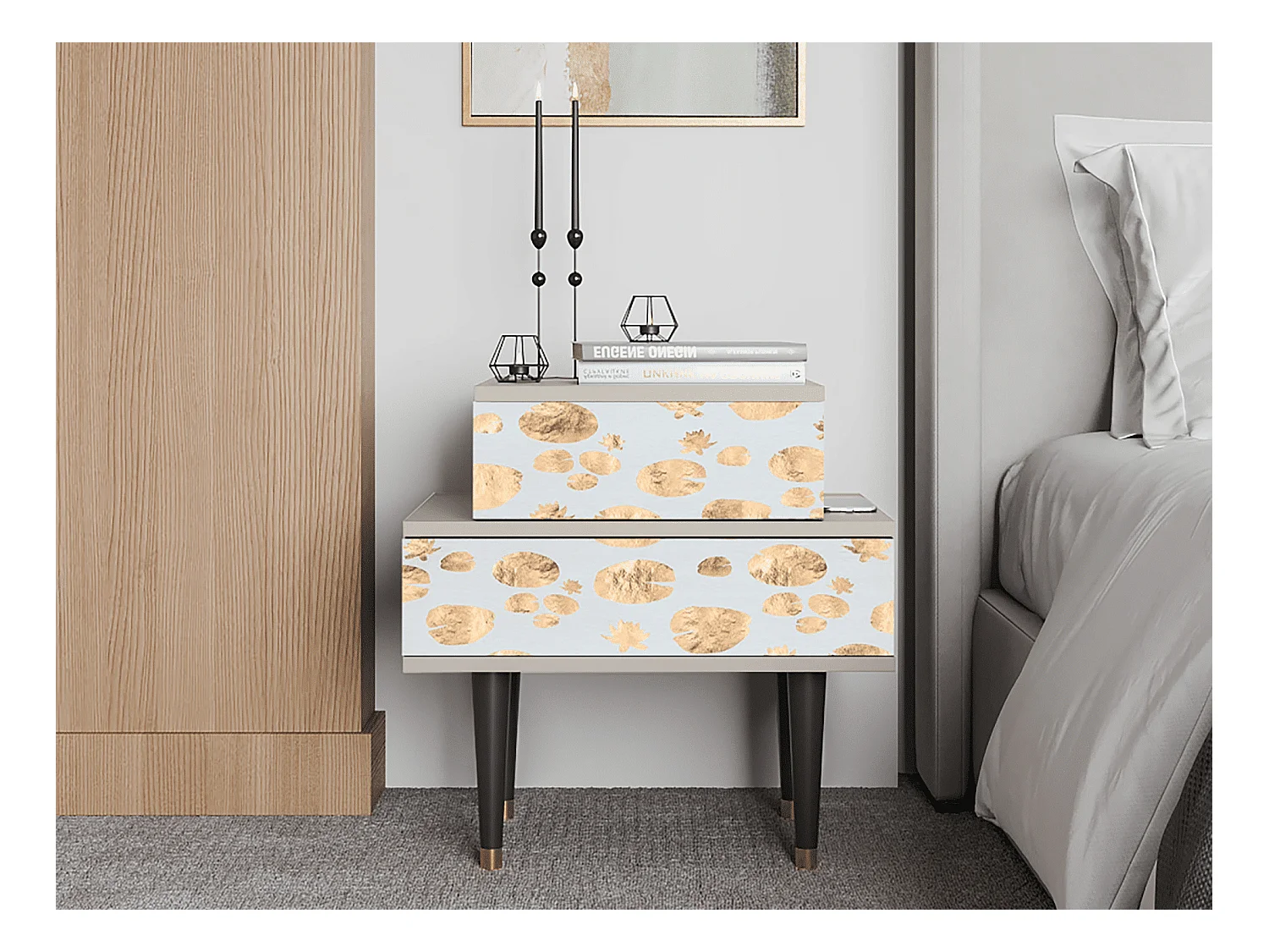 Nachttisch - 58х58х41 cm - NS1 - Blue Giraffe, Sand