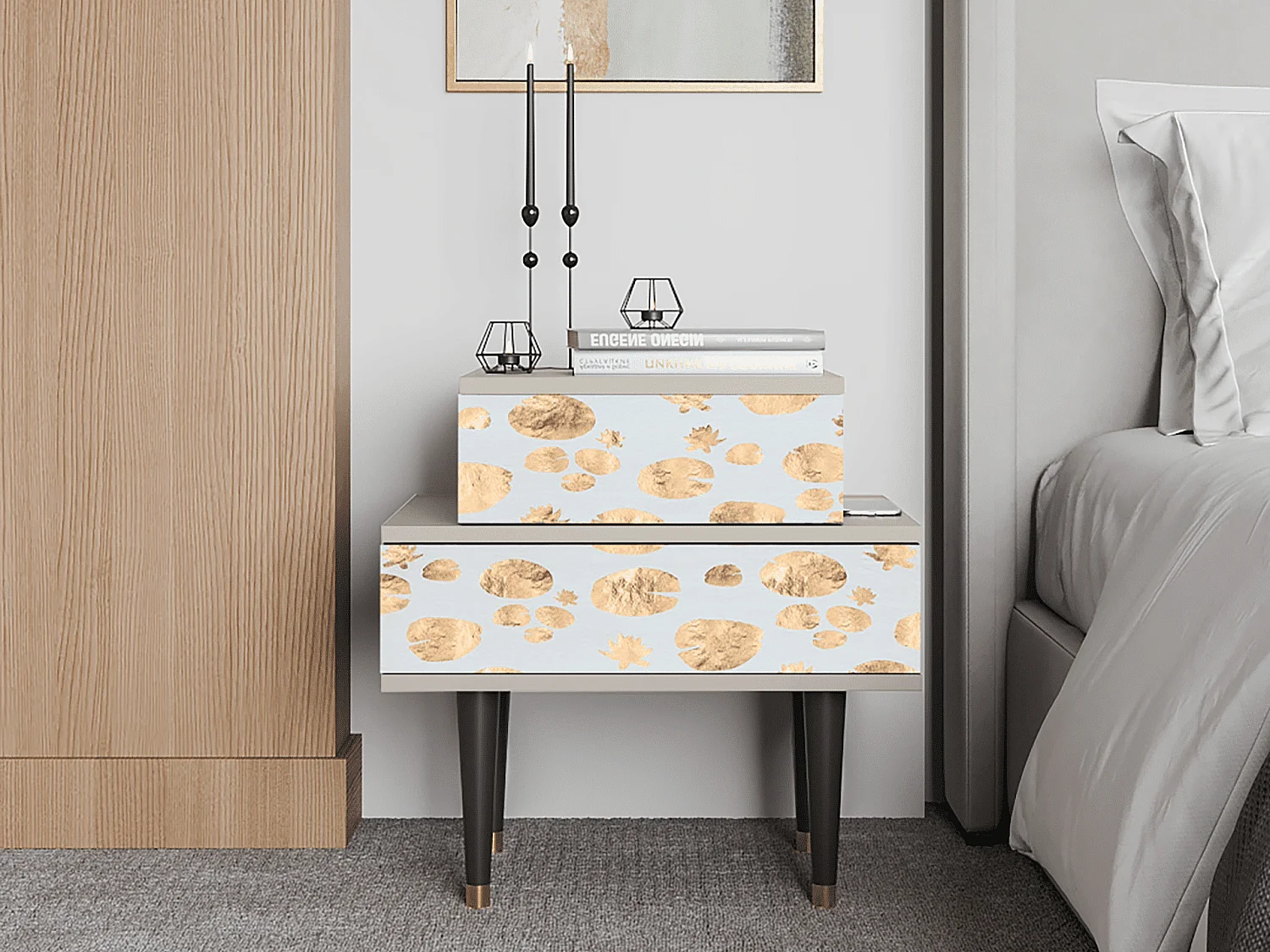 Nachttisch - 58х58х41 cm - NS1 - Blue Giraffe, Sand