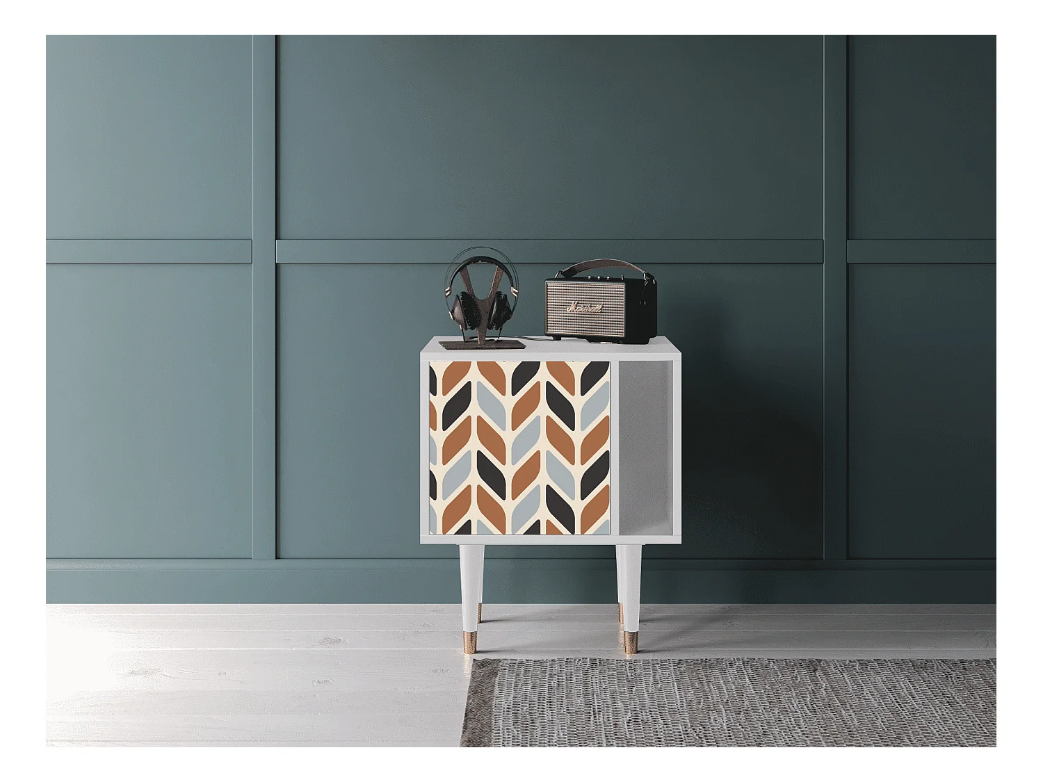 Table de nuit - 57х69х48 cm - S2 - Beige Laure, Blanc