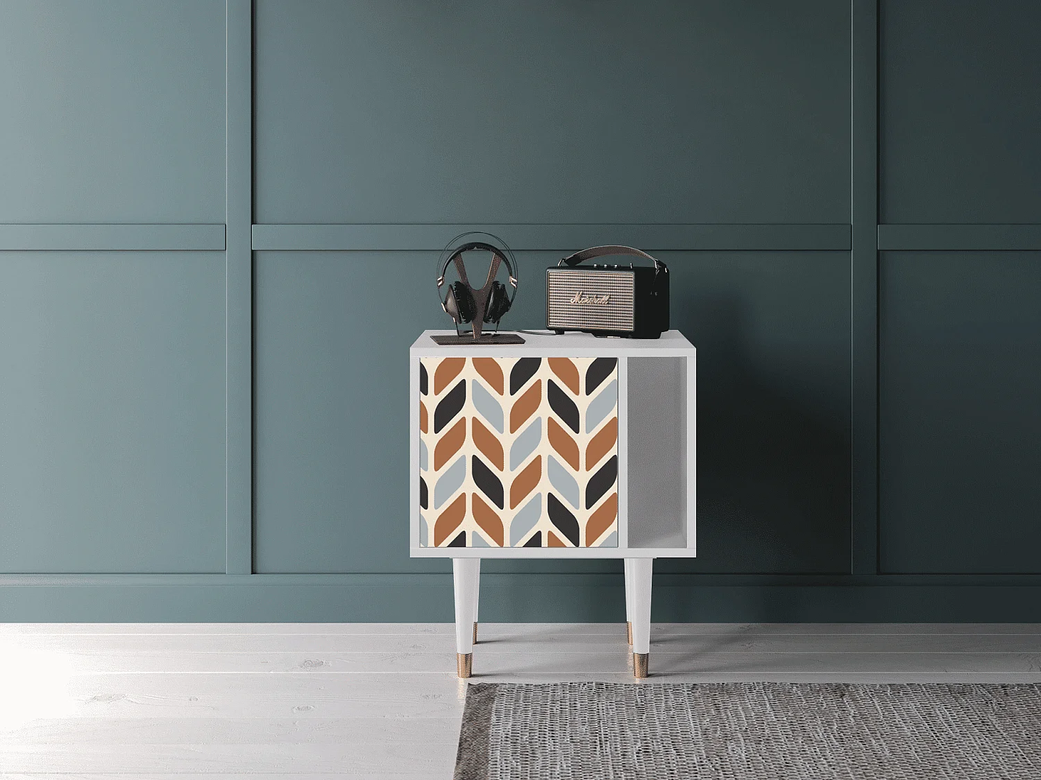 Table de nuit - 57х69х48 cm - S2 - Beige Laure, Blanc