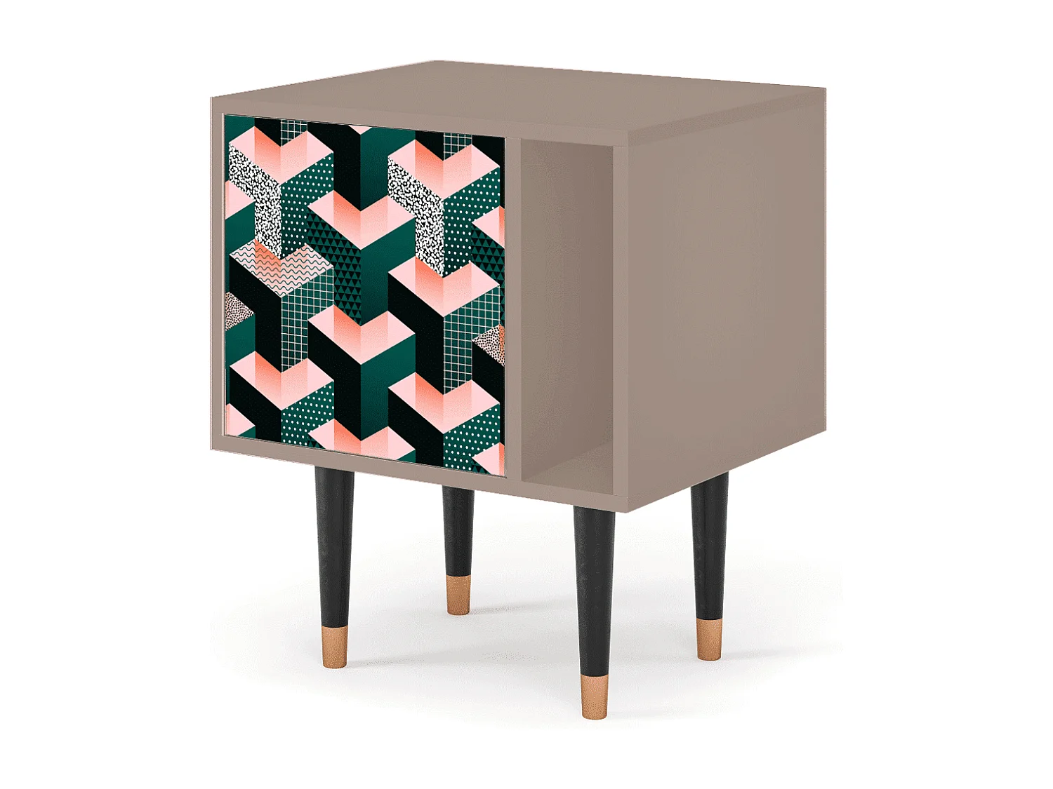 Nachtkastje - 57х69х48 cm - S2 - Geometric Madness, Latte