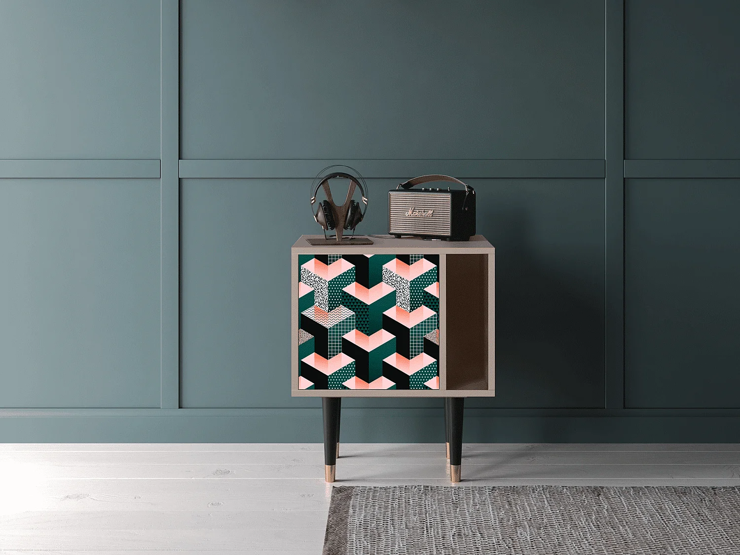 Nachttisch - 57х69х48 cm - S2 - Geometric Madness, Latte