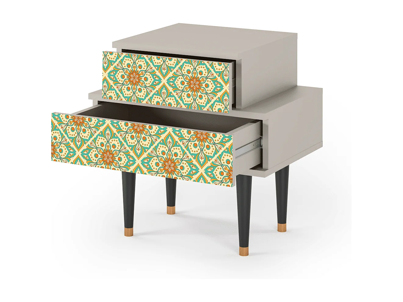 Mesita de noche - 58х58х41 cm - NS1 - Hindu Daisy, Arena