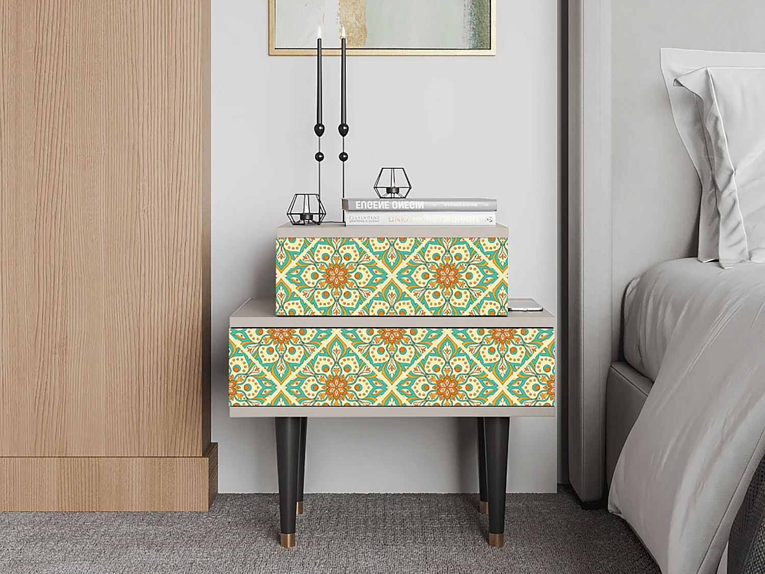 Table de nuit - 58х58х41 cm - NS1 - Hindu Daisy, Sable