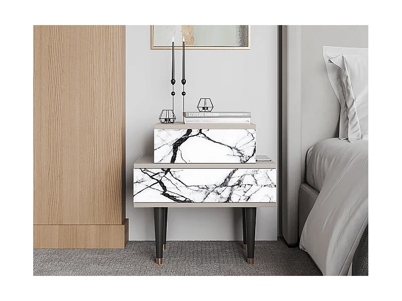 Table de nuit - 58х58х41 cm - NS1 - Raven Marble, Sable