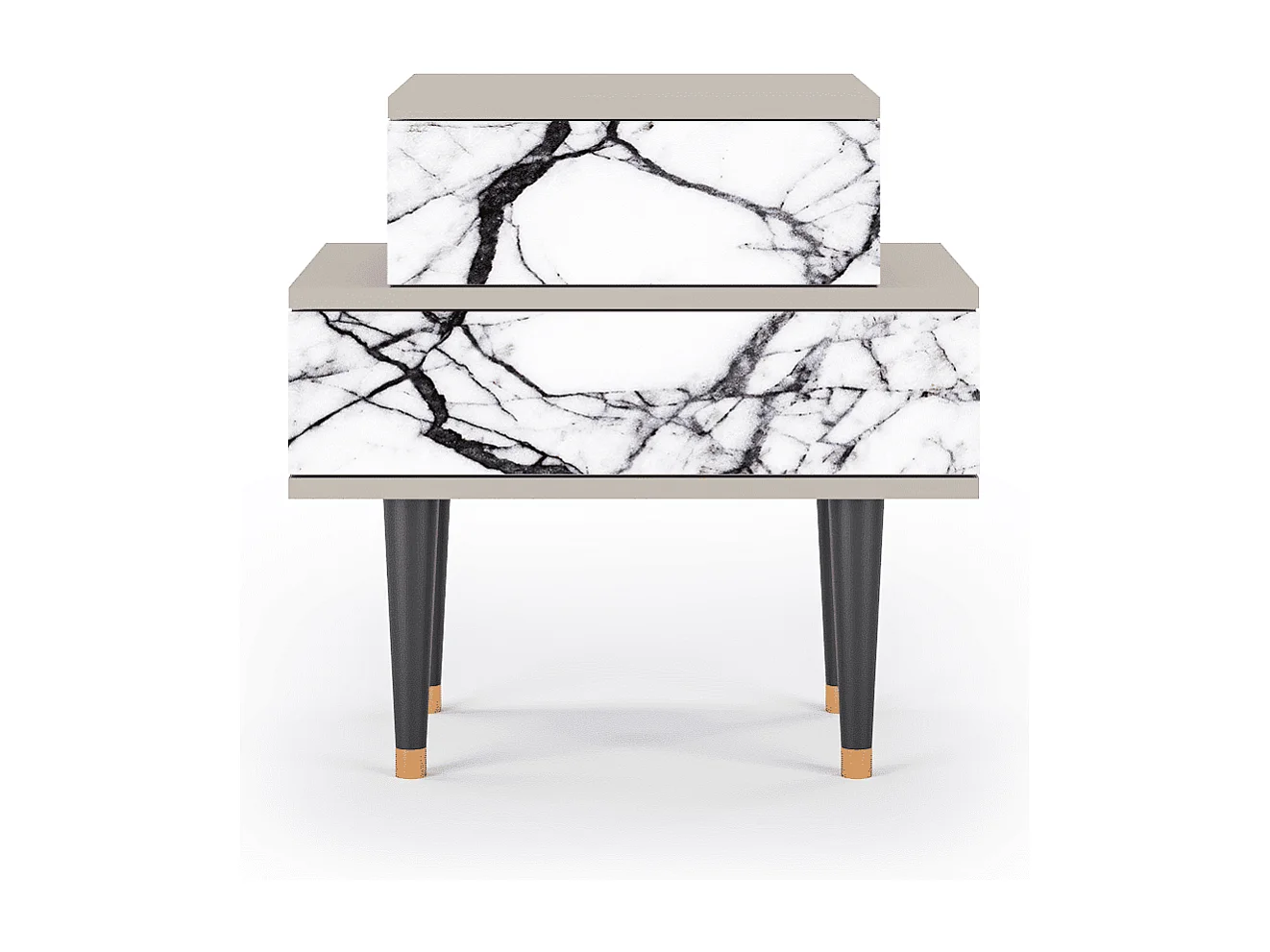 Stolik nocny - 58х58х41 cm - NS1 - Raven Marble, Piaskowy