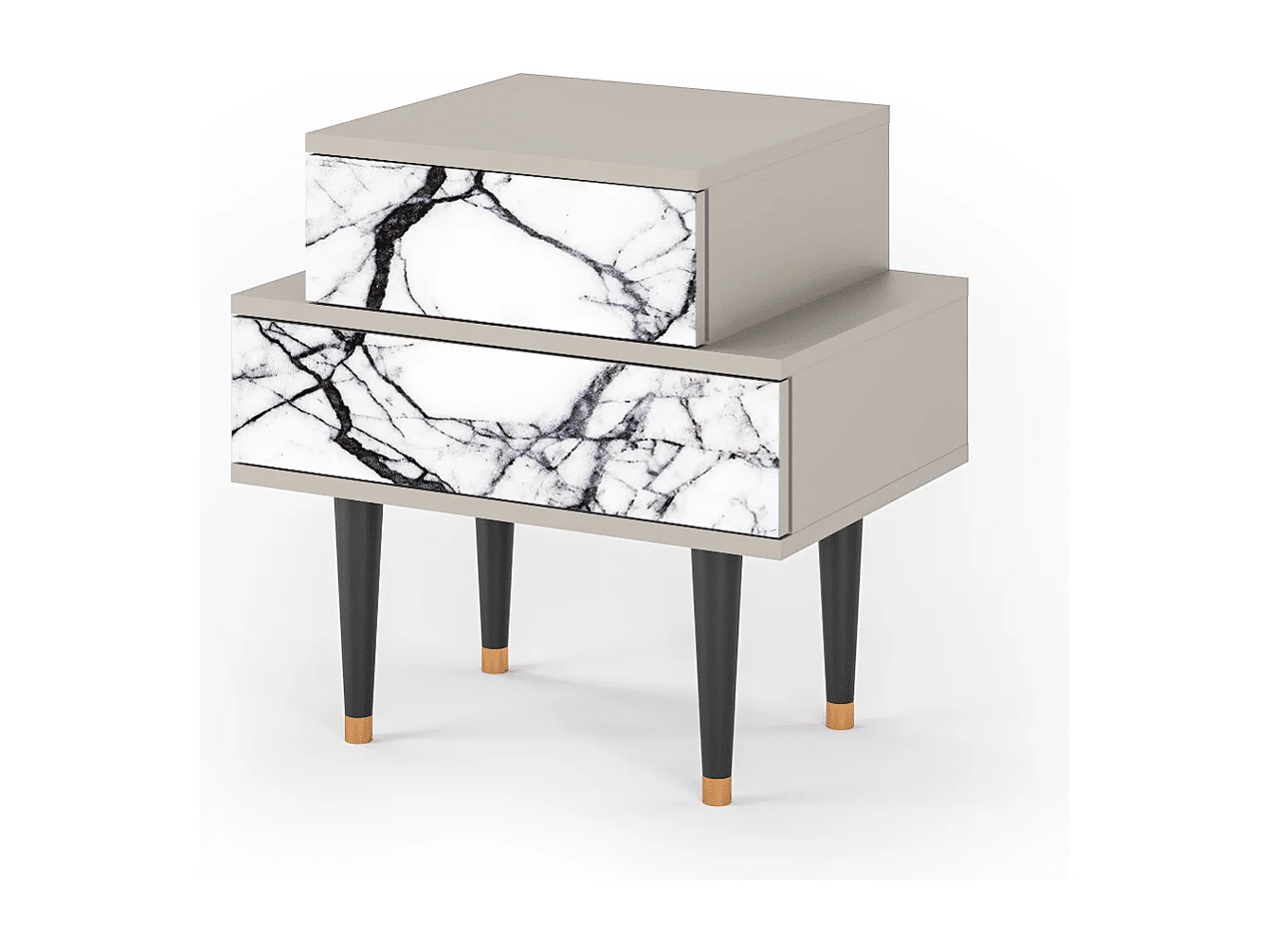 Stolik nocny - 58х58х41 cm - NS1 - Raven Marble, Piaskowy