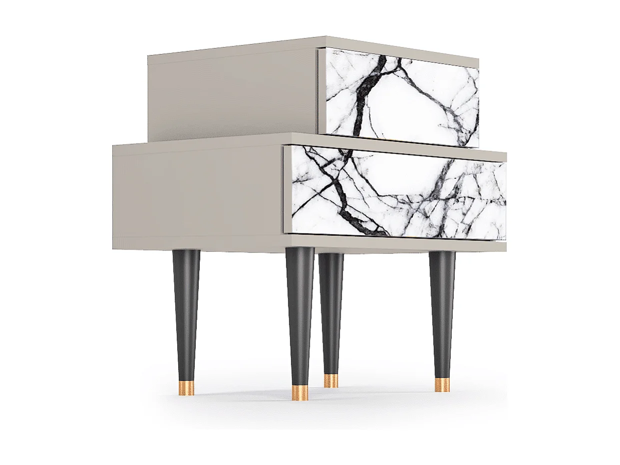 Stolik nocny - 58х58х41 cm - NS1 - Raven Marble, Piaskowy