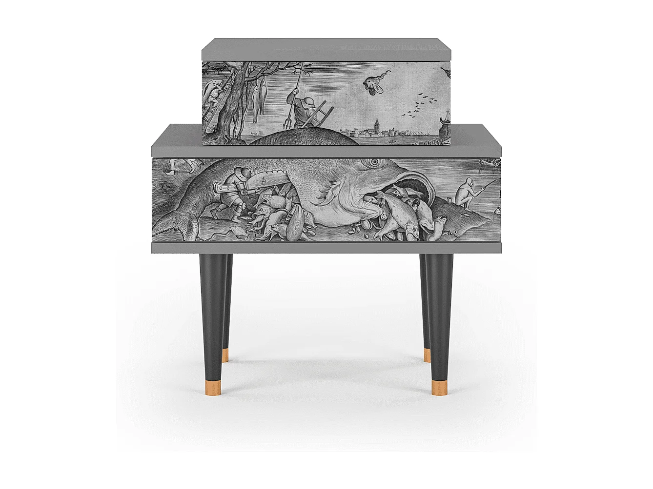 Comodino - 58х58х41 cm - NS1 - Big Fish Eat Little, Grigio