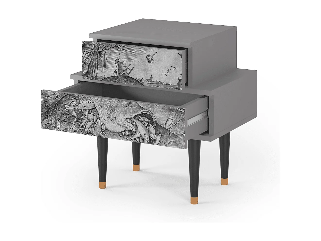 Comodino - 58х58х41 cm - NS1 - Big Fish Eat Little, Grigio