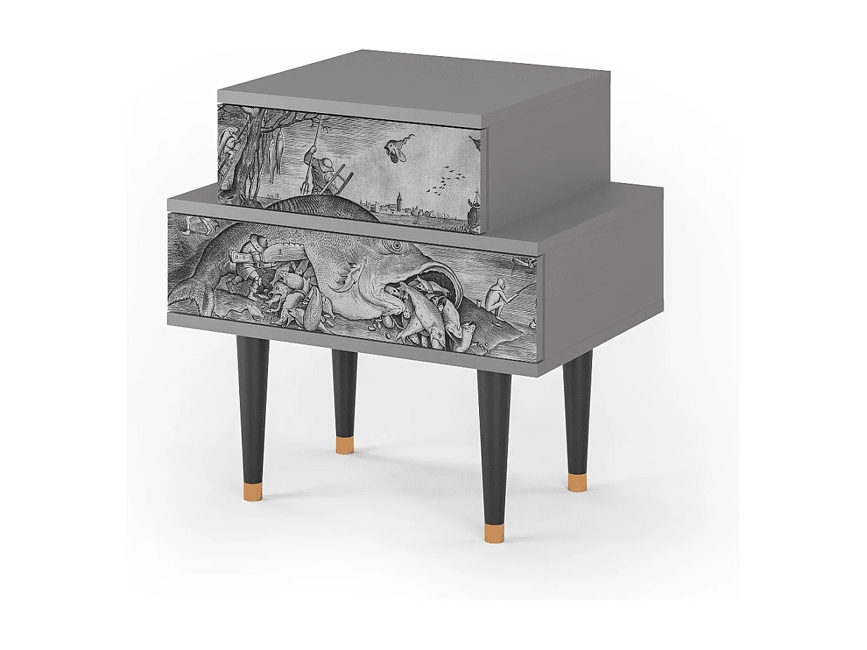 Table de nuit - 58х58х41 cm - NS1 - Big Fish Eat Little, Gris