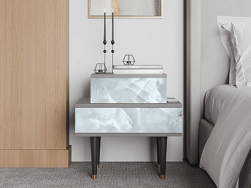 Stolik nocny - 58х58х41 cm - NS1 - The Onyx, Szary