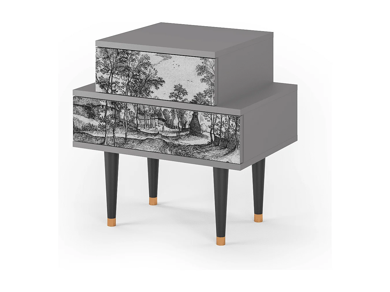 Stolik nocny - 58х58х41 cm - NS1 - Village Road, Szary