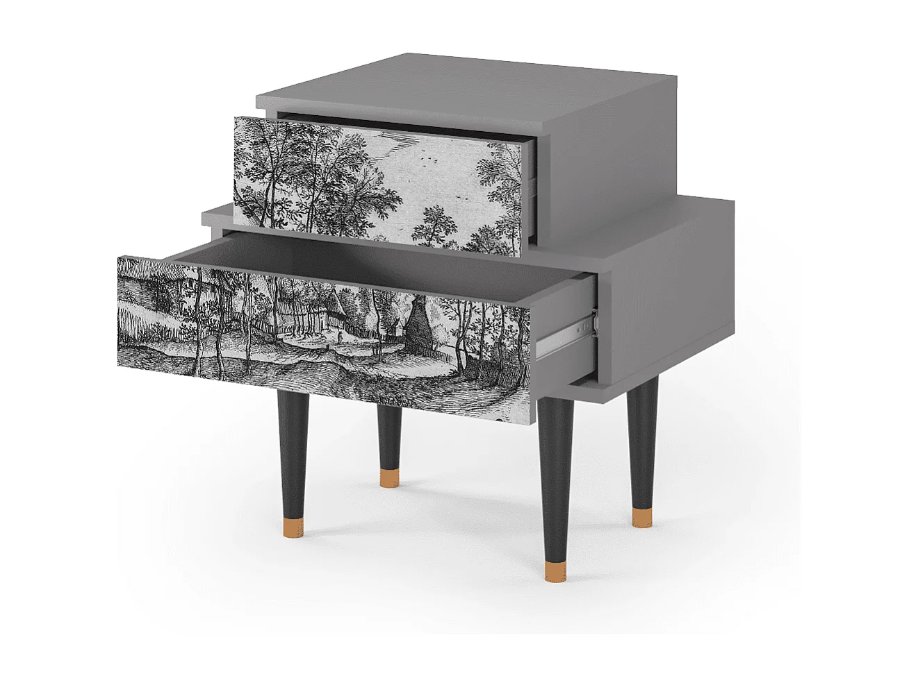 Table de nuit - 58х58х41 cm - NS1 - Village Road, Gris