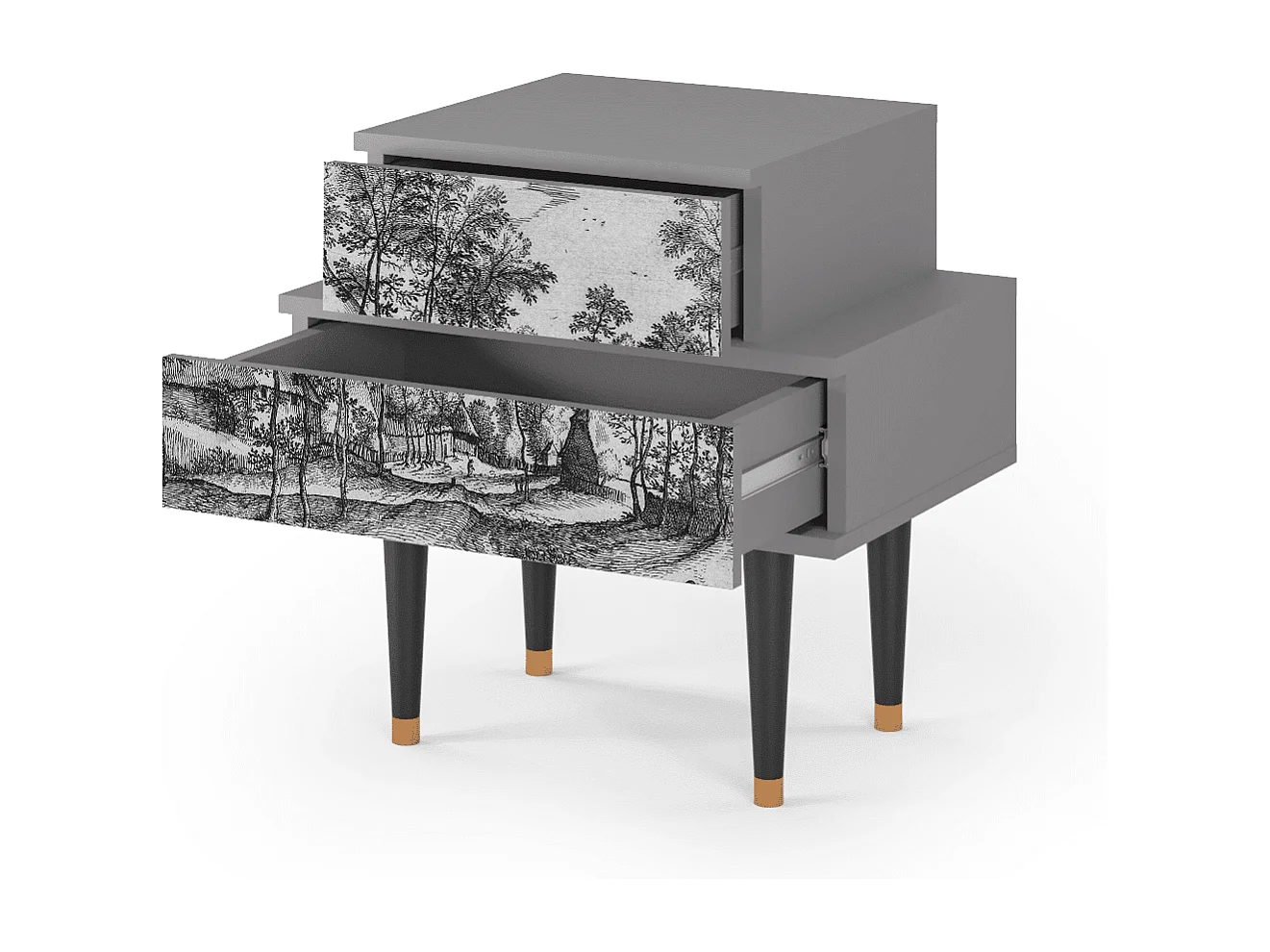 Criado-mudo - 58х58х41 cm - NS1 - Village Road, Cinza