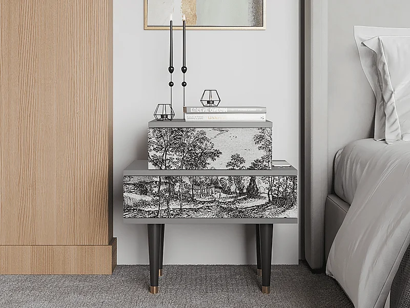 Stolik nocny - 58х58х41 cm - NS1 - Village Road, Szary