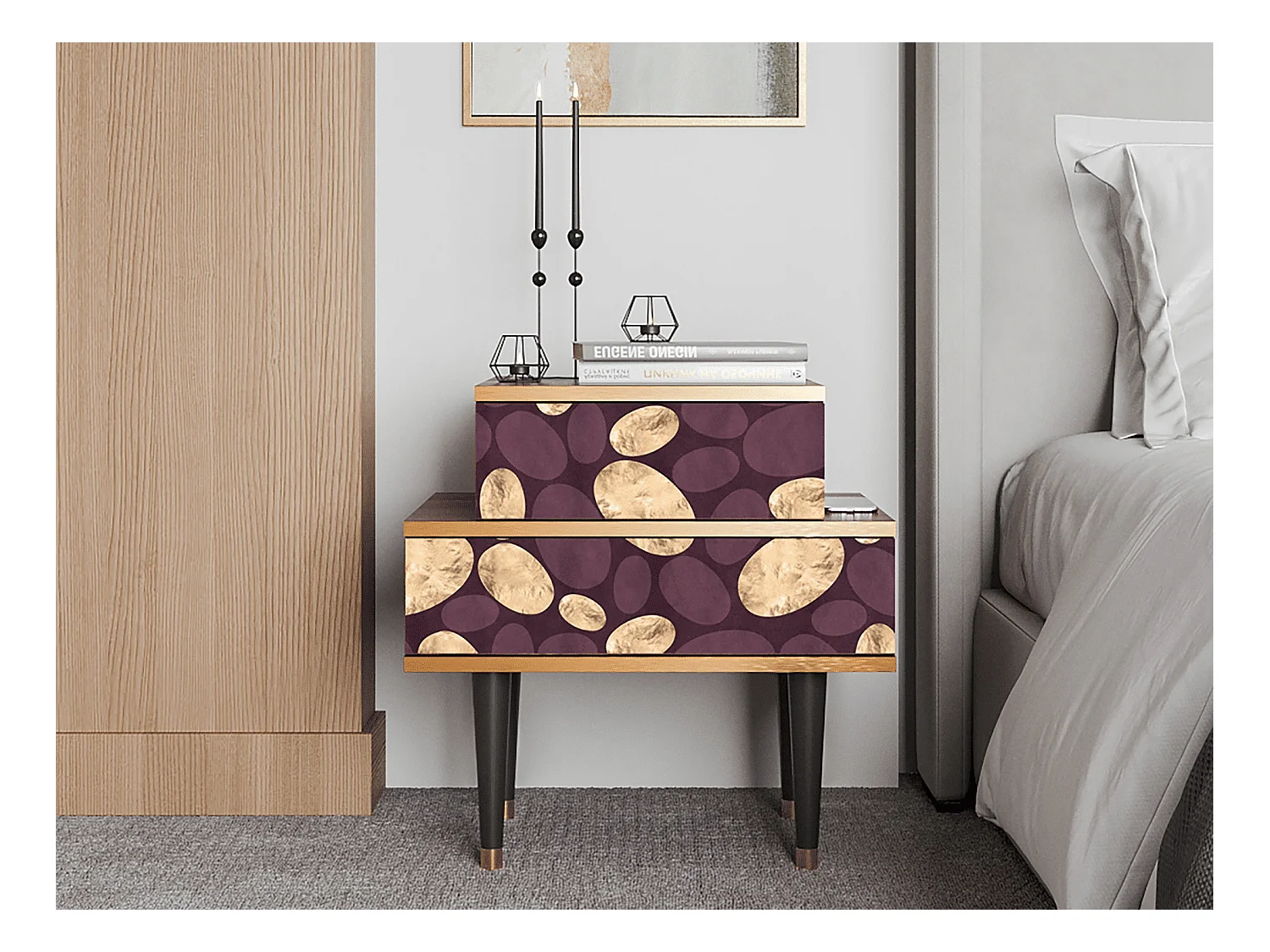 Table de nuit - 58х58х41 cm - NS1 - Fine Wine, Noyer