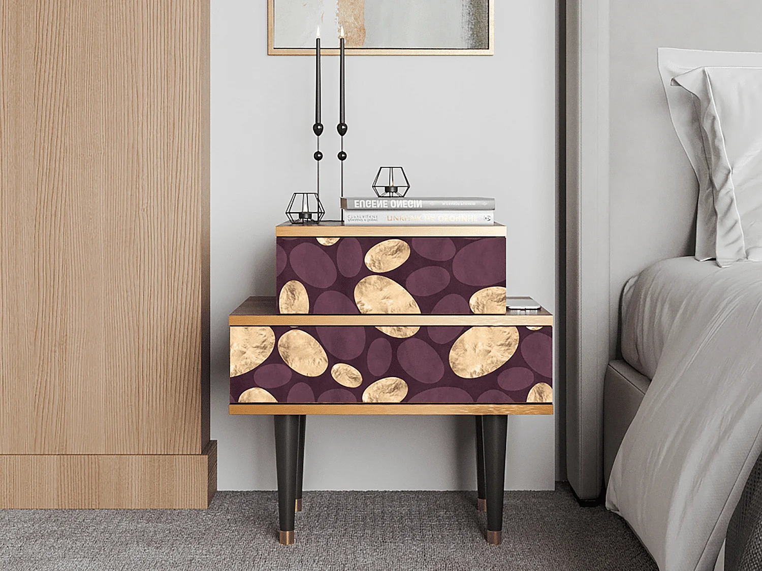 Table de nuit - 58х58х41 cm - NS1 - Fine Wine, Noyer