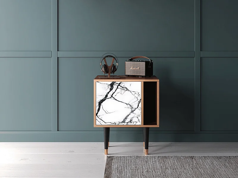 Table de nuit - 57х69х48 cm - S2 - Raven Marble, Noyer