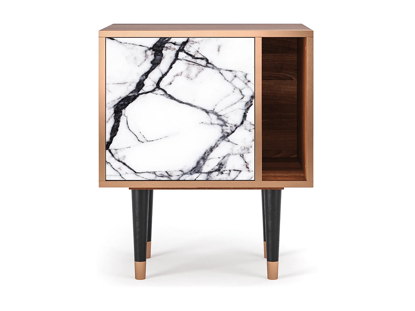 Stolik nocny - 57х69х48 cm - S2 - Raven Marble, Orzech