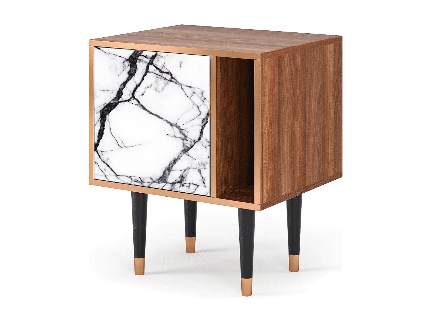 Stolik nocny - 57х69х48 cm - S2 - Raven Marble, Orzech