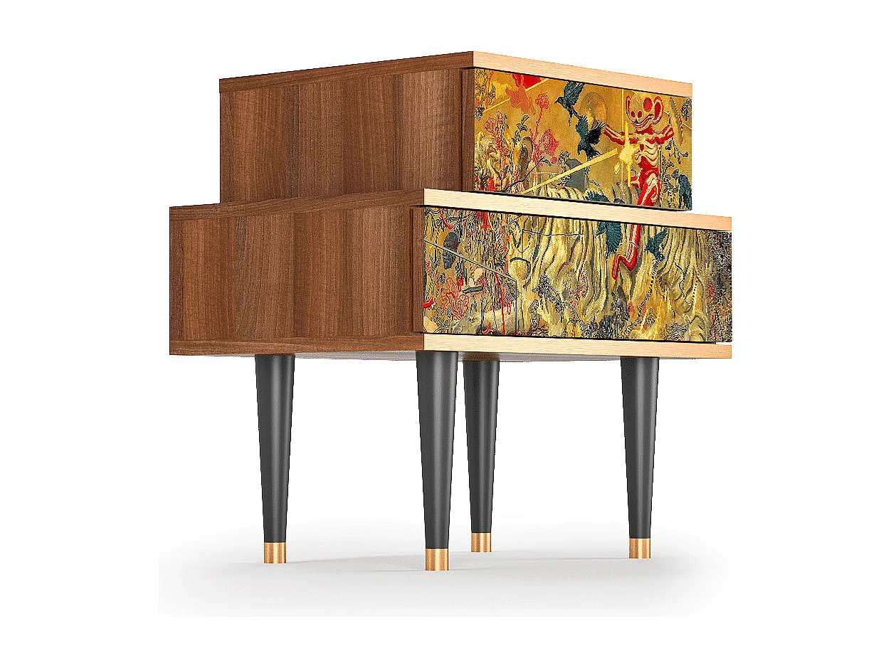 Table de nuit - 58х58х41 cm - NS1 - Blood by James Jean, Noyer