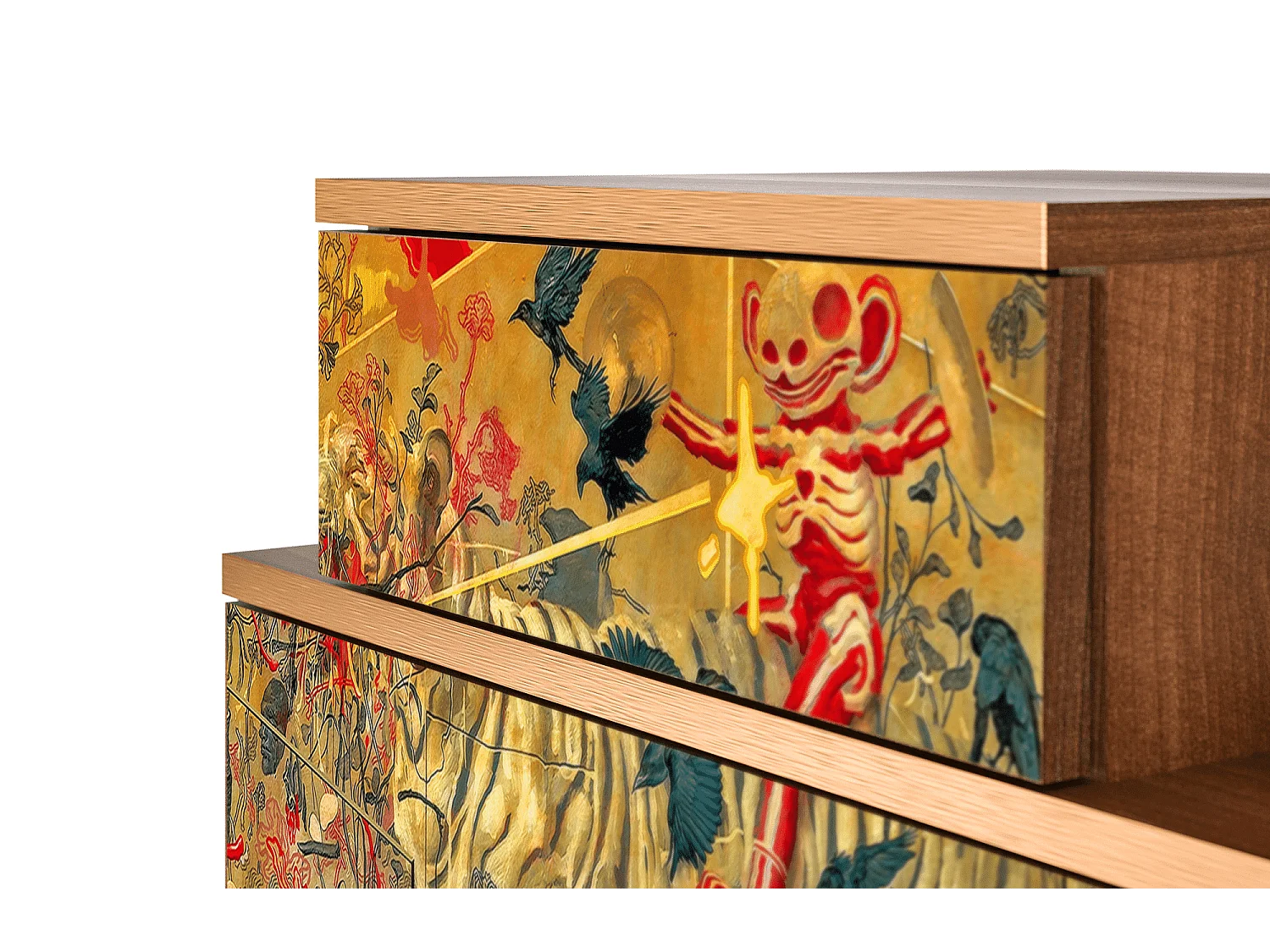 Table de nuit - 58х58х41 cm - NS1 - Blood by James Jean, Noyer