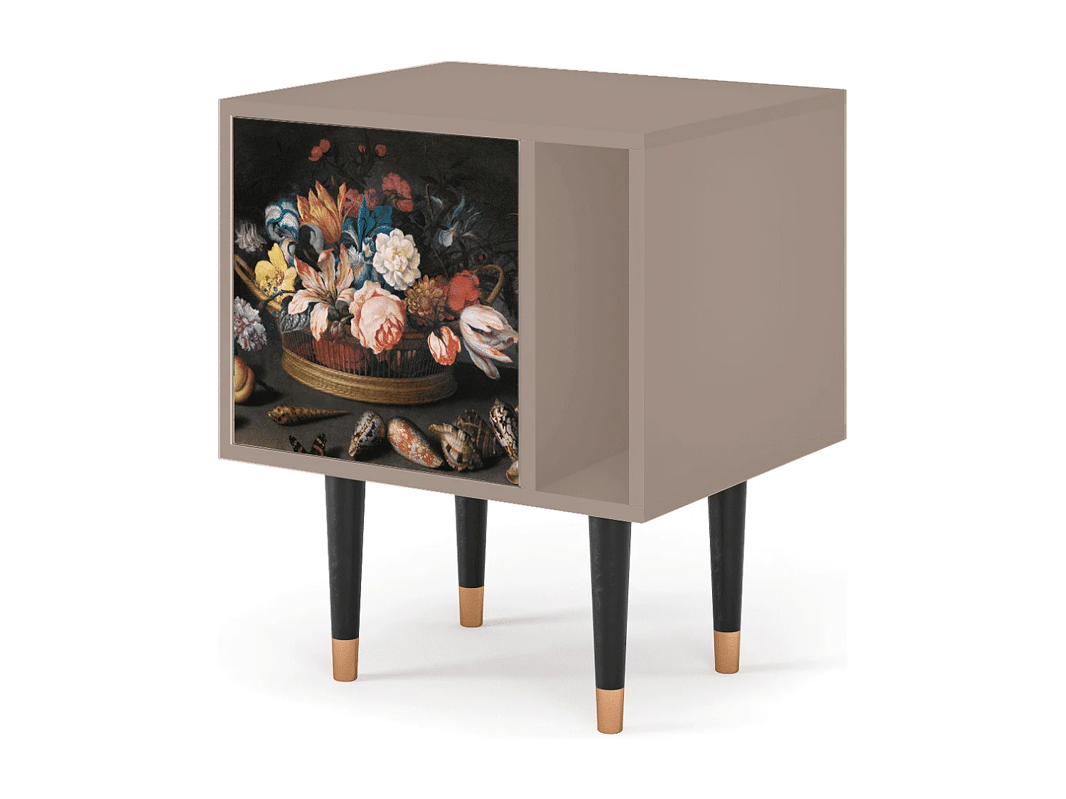 Stolik nocny - 57х69х48 cm - S2 - Still Life with Flowers, Latte