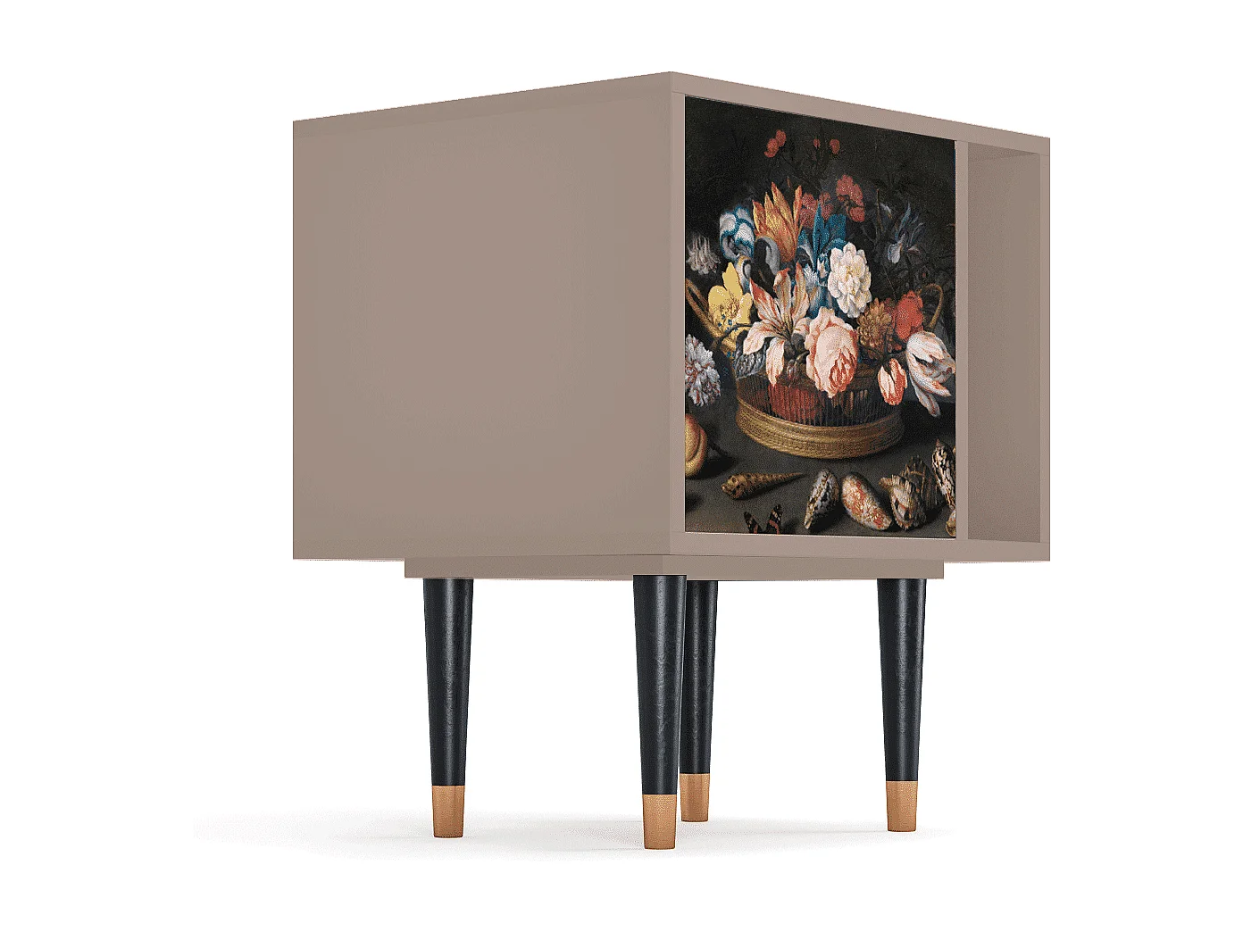 Stolik nocny - 57х69х48 cm - S2 - Still Life with Flowers, Latte