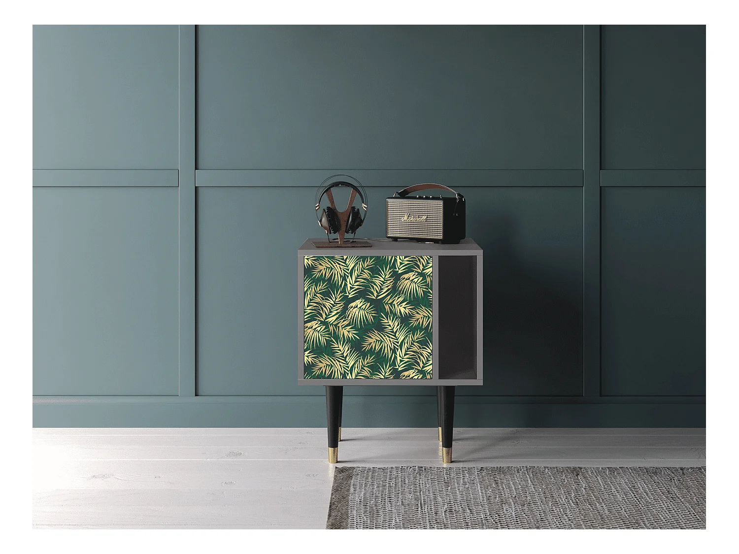 Table de nuit - 57х69х48 cm - S2 - Sunny Palm Tree, Gris