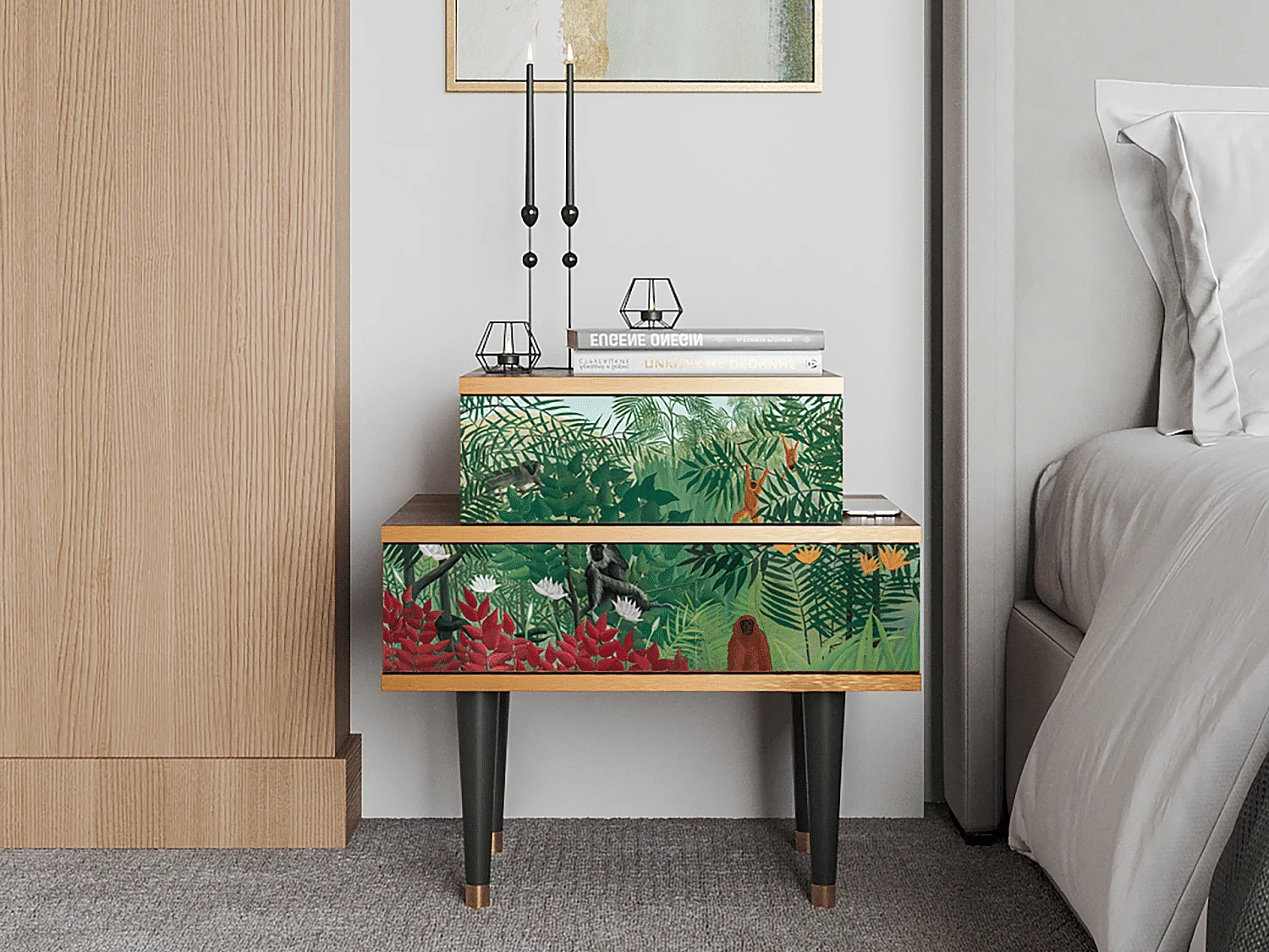 Table de nuit - 58х58х41 cm - NS1 - Jungles in Paris, Noyer