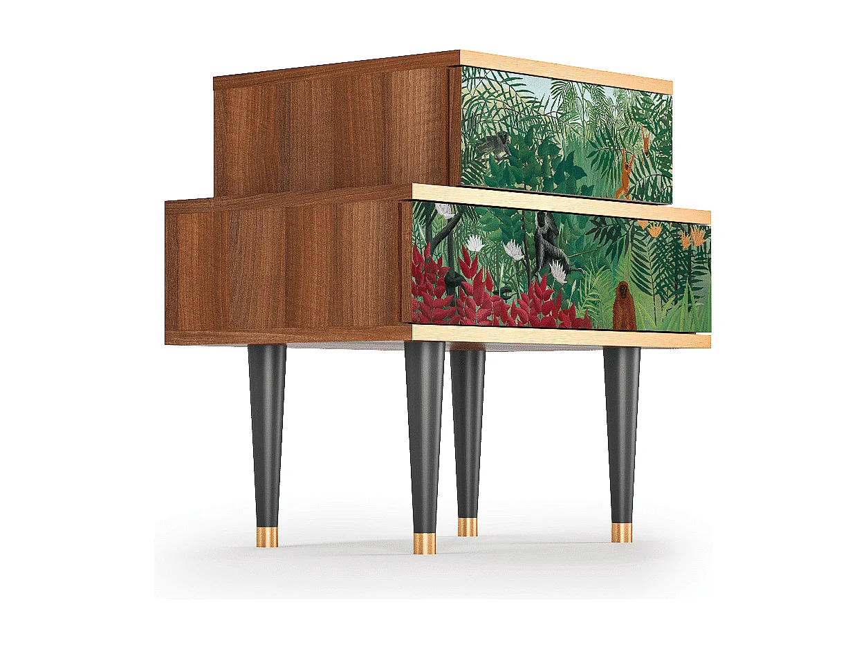 Table de nuit - 58х58х41 cm - NS1 - Jungles in Paris, Noyer