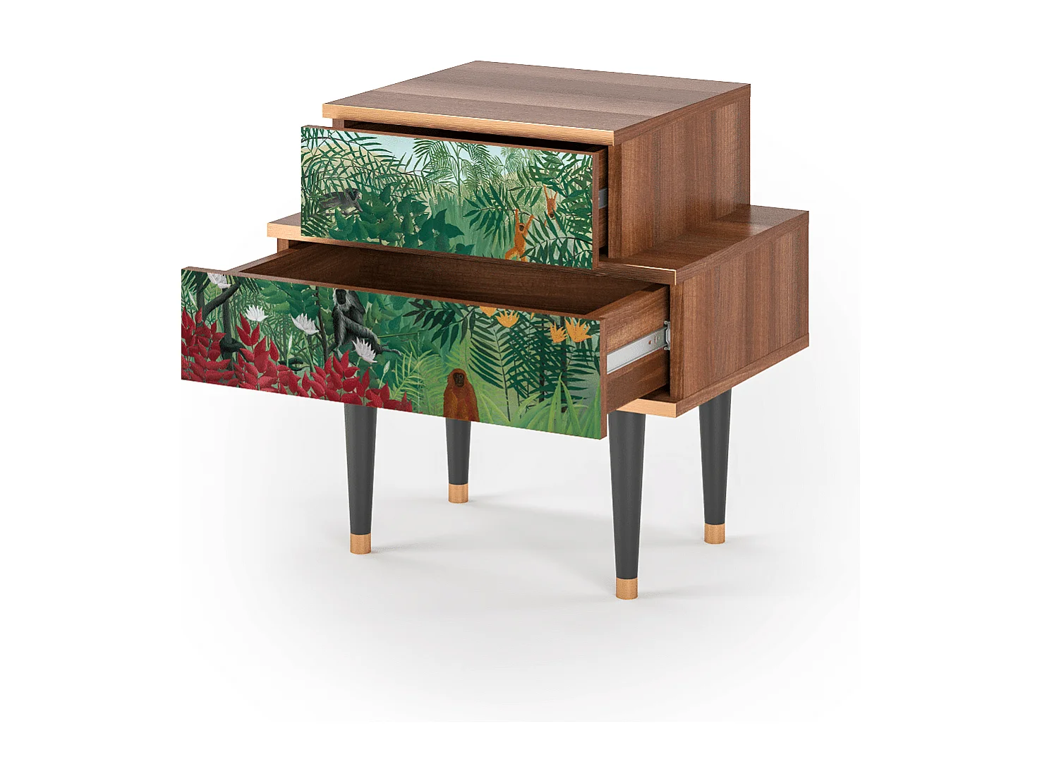 Table de nuit - 58х58х41 cm - NS1 - Jungles in Paris, Noyer