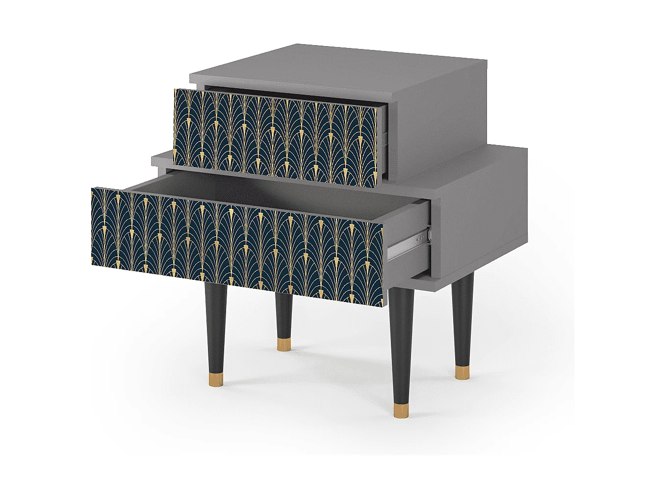 Stolik nocny - 58х58х41 cm - NS1 - Flower of the Nile, Szary