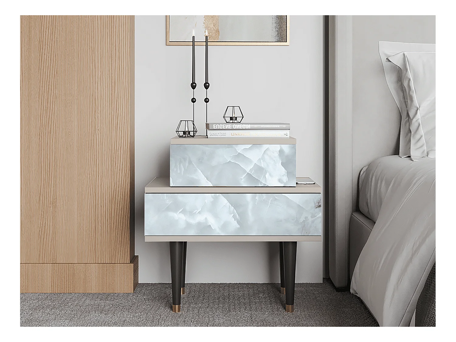 Nachtkastje - 58х58х41 cm - NS1 - The Onyx, Zand