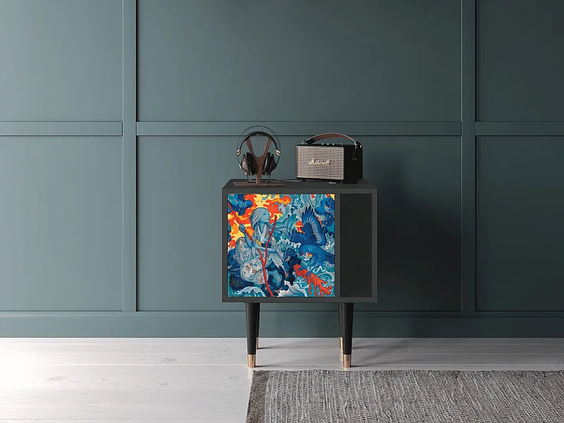 Stolik nocny - 57х69х48 cm - S2 - The Girl - James Jean, Antracyt