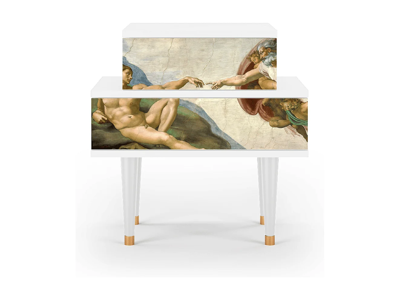 Table de nuit - 58х58х41 cm - NS1 - The Creation of Adam, Blanc