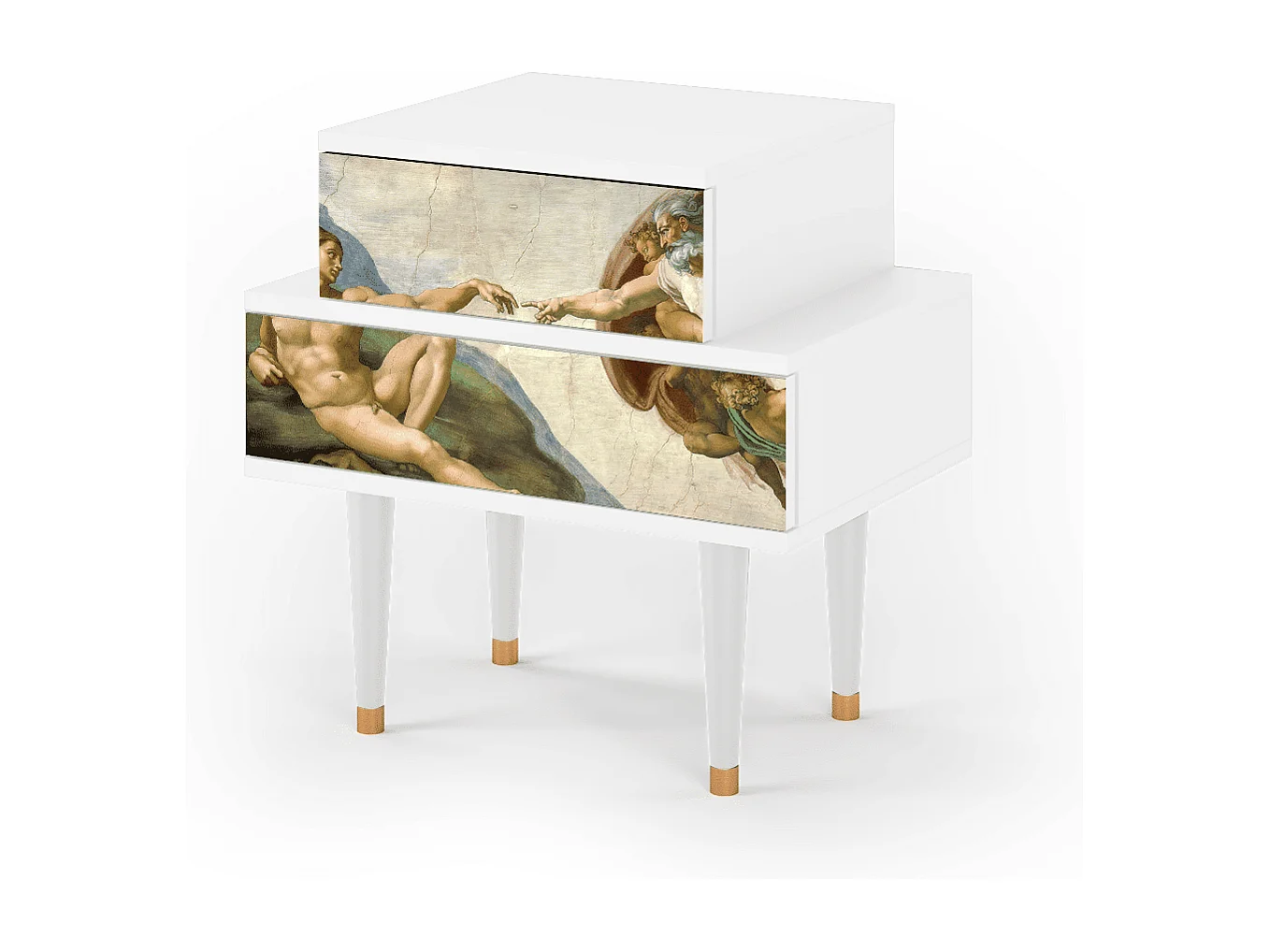 Table de nuit - 58х58х41 cm - NS1 - The Creation of Adam, Blanc